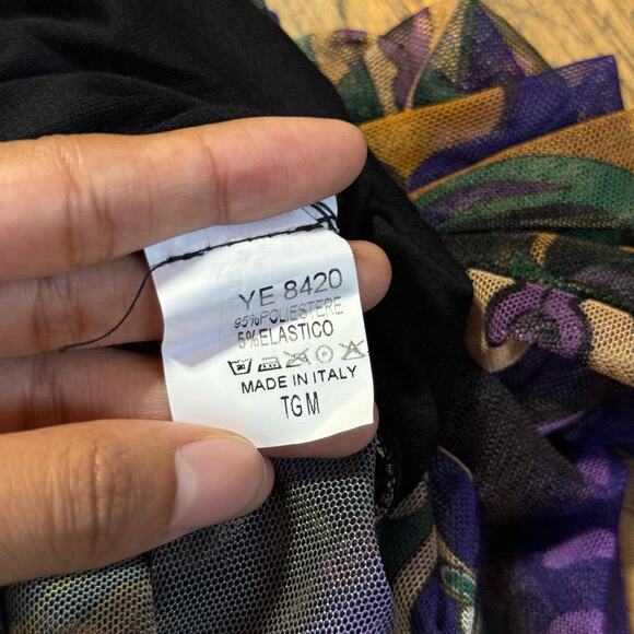 Vintage Italian multi floral mesh long sleeves (S) cropped - Picture 7 of 7